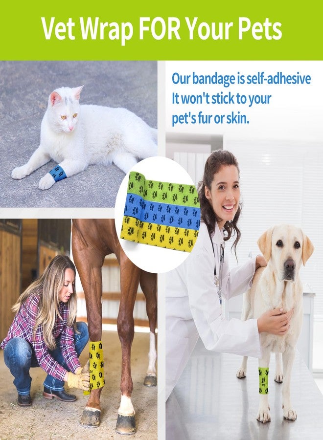 Kreyfer 6 Roll 2 Inch x 5 Yards Paw Print Pet Vet Wrap for Dogs Cats, Cohesive Bandages in Bulk, Colorful Non-Woven Self Adhesive Bandages Wrap Roll for Pet Animals Wound Care, Ankle Sprains and Swelling - Image 4